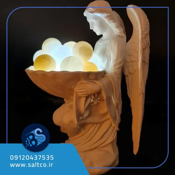 آباژور سنگ نمک گوی مدل فرشته نشسته